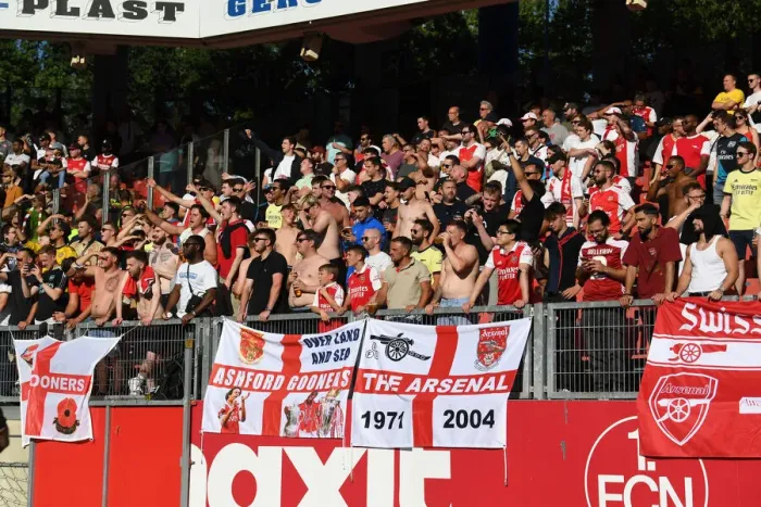 Framed Print : Arsenal Fans in Action: Pre-Season Match at FC Nurnberg, 2022
