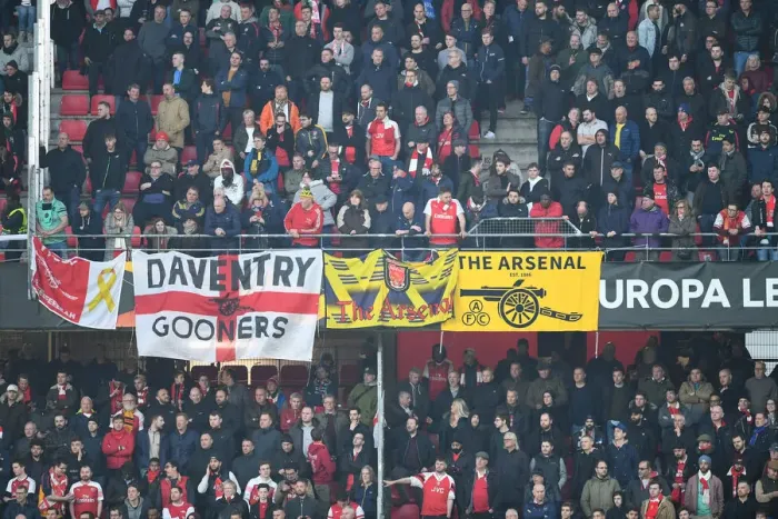 Framed Print : Arsenal Fans in Action at Stade Rennais: UEFA Europa League Round of 16, First Leg (2018-19) Framed Print : Arsenal Fans in Action at Stade Rennais: UEFA Europa League Round of 16, First Leg (2018-19)