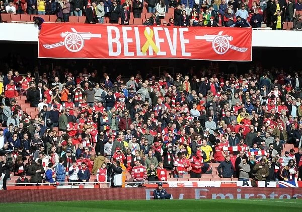 Arsenal fans banner. Arsenal 4: 1 Everton. FA Cup 6th Round. Emirates Stadium, 8  /  3  /  14