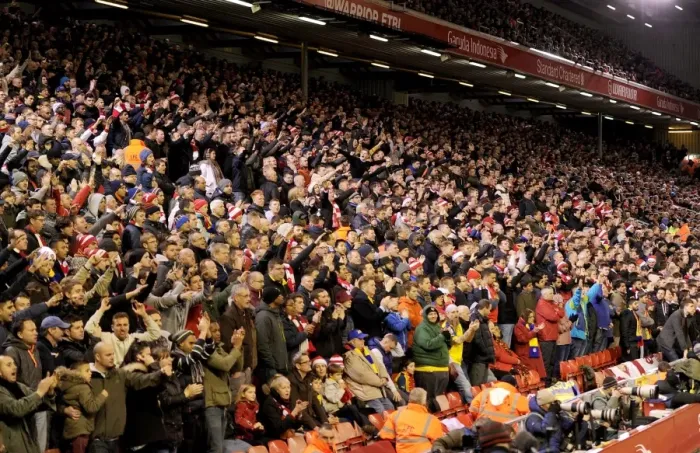 Framed Print : Arsenal Fans Brave the Cold at Anfield during Liverpool Match, 2014 / 15 Premier League Framed Print : Arsenal Fans Brave the Cold at Anfield during Liverpool Match, 2014 / 15 Premier League