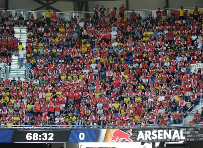 Framed Print : Arsenal Fans Celebrate 1-0 Pre-Season Win at Red Bull Arena