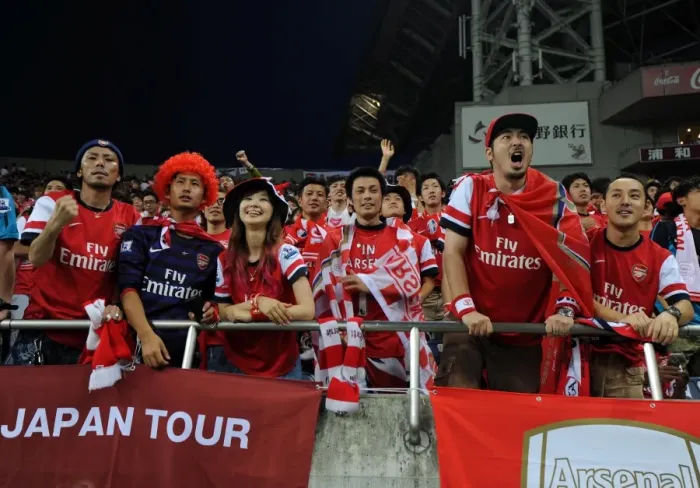Framed Print : Arsenal Fans Celebrate 1:2 Pre-Season Victory over Uwara Red Diamonds in Saitama, Japan (2013) Framed Print : Arsenal Fans Celebrate 1:2 Pre-Season Victory over Uwara Red Diamonds in Saitama, Japan (2013)