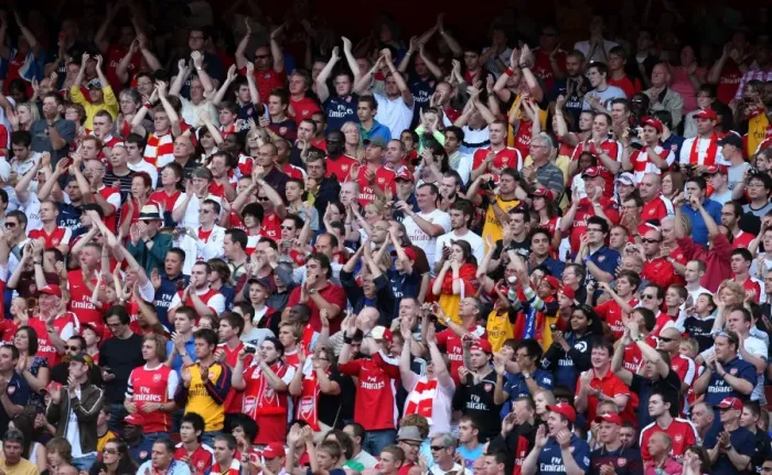 Framed Print : Arsenal Fans Celebrate 3-0 Victory Over Rangers in Emirates Cup