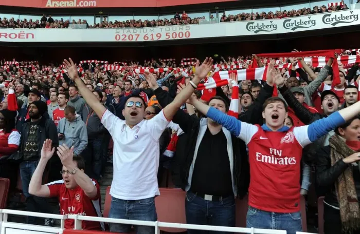 Framed Print : Arsenal Fans Celebrate Derby Victory: Arsenal vs. Tottenham, Premier League 2011-12