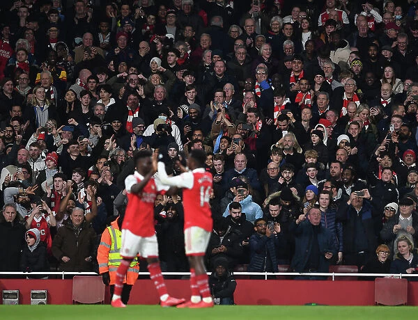 Arsenal Fans Celebrate Goal Against Manchester City: Premier League Showdown at Emirates Stadium (2022-23)