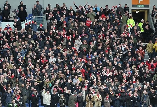 Arsenal Fans Celebrate Olivier Giroud's Goal Against Brighton & Hove Albion in FA Cup Fourth Round