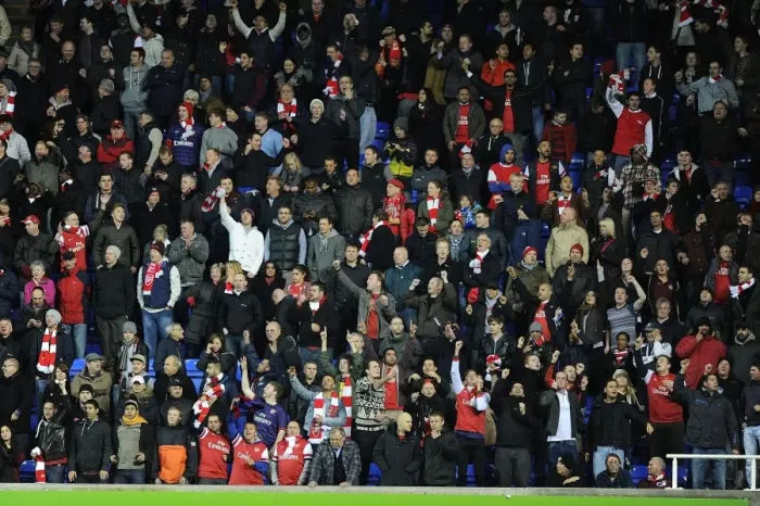 Framed Print : Arsenal Fans Celebrate Upset Win Against Reading in Capital One Cup