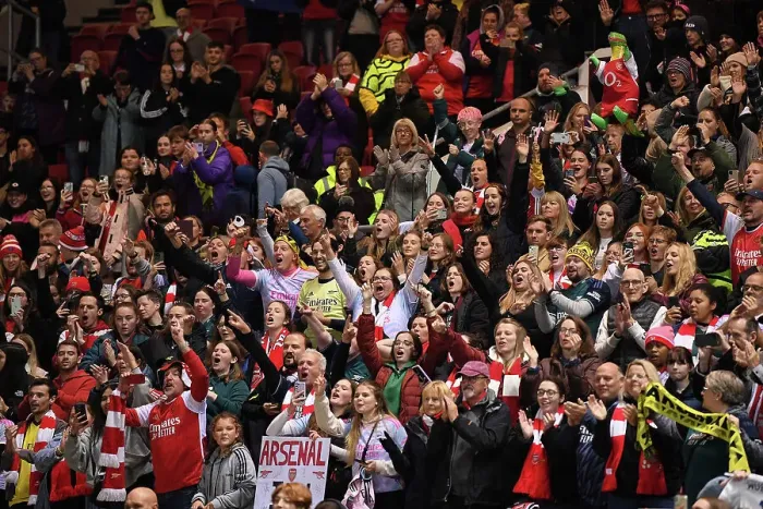Framed Print : Arsenal Fans Celebrate Victory at Bristol City Women's Super League Match Framed Print : Arsenal Fans Celebrate Victory at Bristol City Women's Super League Match