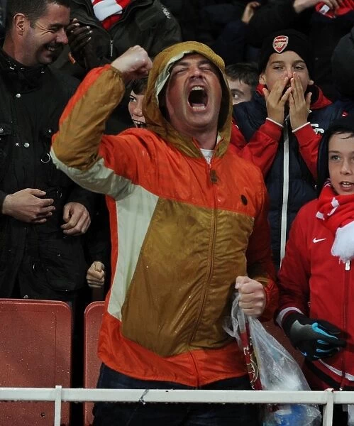Arsenal Fans Celebrate Victory Over Wigan Athletic in Premier League Match, Emirates Stadium, London, 2013