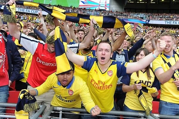 Arsenal Fans Celebrating at the 2015 FA Cup Final vs. Aston Villa, London