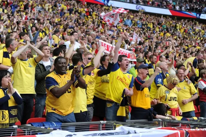 Framed Print : Arsenal Fans Celebrating at FA Cup Final vs Aston Villa, Wembley Stadium, London, 2015