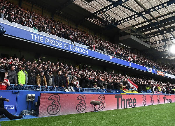 Arsenal Fans at Chelsea's Stamford Bridge during the 2022-23 Premier League Match