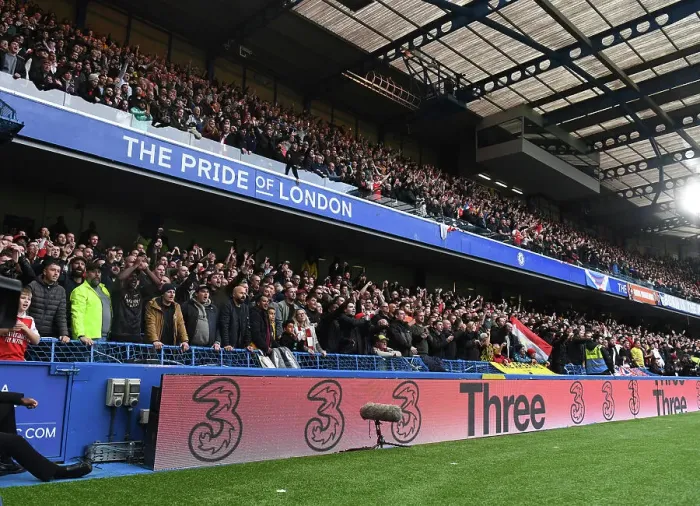 Framed Print : Arsenal Fans at Chelsea's Stamford Bridge during the 2022-23 Premier League Match
