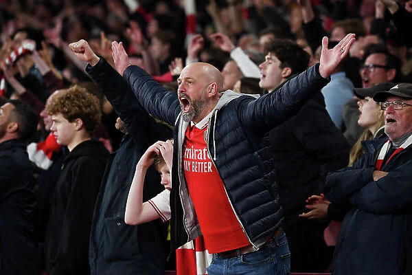 Arsenal Fans Emotional Reactions during the Arsenal vs. Southampton Premier League Match, Emirates Stadium, London, 2023