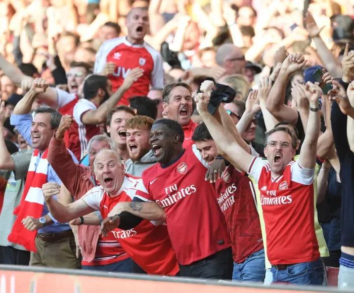 Framed Print : Arsenal Fans Erupt in Ecstasy: The Unforgettable Moment of the Third Goal Against Tottenham in the 2021-22 Premier League Match