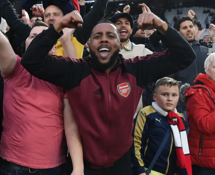 Framed Print : Arsenal Fans Euphoria: Premier League Victory over West Ham United Framed Print : Arsenal Fans Euphoria: Premier League Victory over West Ham United