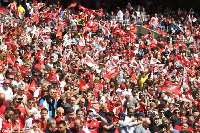 Framed Print : Arsenal Fans at the FA Community Shield: Arsenal vs. Chelsea (2017-18)