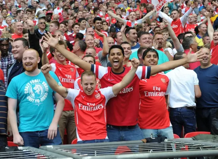 Framed Print : Arsenal Fans at FA Community Shield: Arsenal vs Manchester City (2014), Wembley Stadium, London Framed Print : Arsenal Fans at FA Community Shield: Arsenal vs Manchester City (2014), Wembley Stadium, London