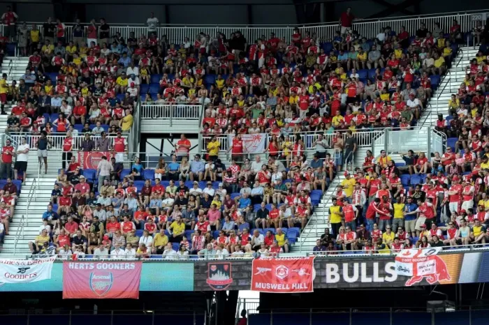 Framed Print : Arsenal Fans in Full Force at New York Red Bulls Pre-Season Match