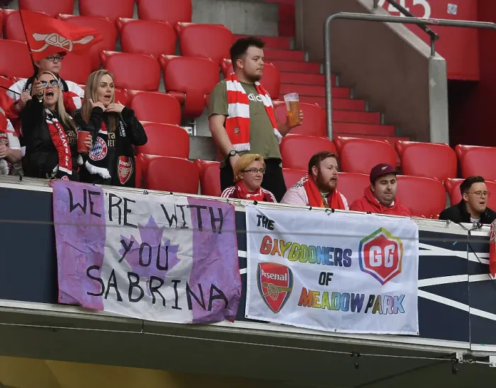 Framed Print : Arsenal Fans Gather at Allianz Arena Ahead of Quarter-Final Clash with FC Bayern Munchen - UEFA Women's Champions League