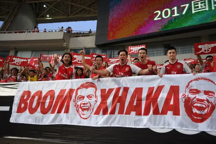 Framed Print : Arsenal Fans Gather Before Bayern Munich Pre-Season Friendly in Shanghai