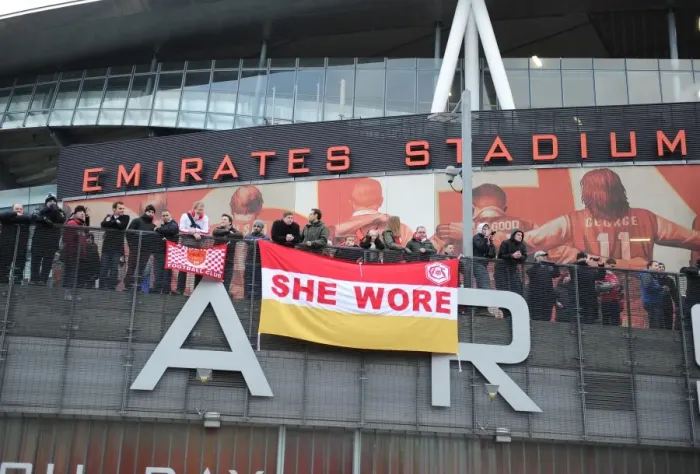 Framed Print : Arsenal Fans Gather at Emirates Stadium Before Arsenal vs. Swansea City (2012-13)