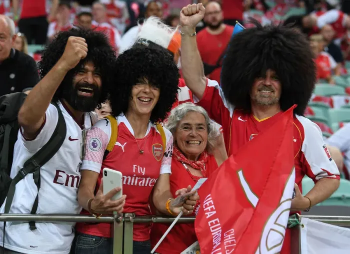 Framed Print : Arsenal Fans Gather Before Europa League Final Against Chelsea in Baku Framed Print : Arsenal Fans Gather Before Europa League Final Against Chelsea in Baku