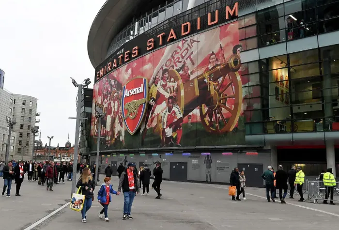 Framed Print : Arsenal Fans Gather Outside Emirates Stadium Ahead of Premier League Clash Against Brentford, 2023 Framed Print : Arsenal Fans Gather Outside Emirates Stadium Ahead of Premier League Clash Against Brentford, 2023