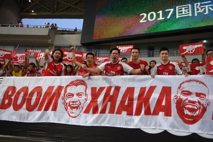 Framed Print : Arsenal Fans Gather in Shanghai for Pre-Season Match Against Bayern Munich (2017)