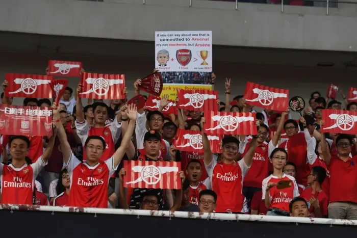 Framed Print : Arsenal Fans Gather in Shanghai for Pre-Season Match Against Bayern Munich (2017)