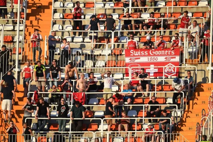 Framed Print : Arsenal Fans Gather at Valencia's Estadio Mestalla for Europa League Semi-Final