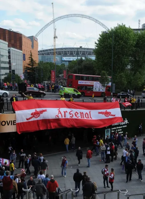 Framed Print : Arsenal Fans Gather at Wembley Park for FA Cup Final vs Aston Villa, 2015