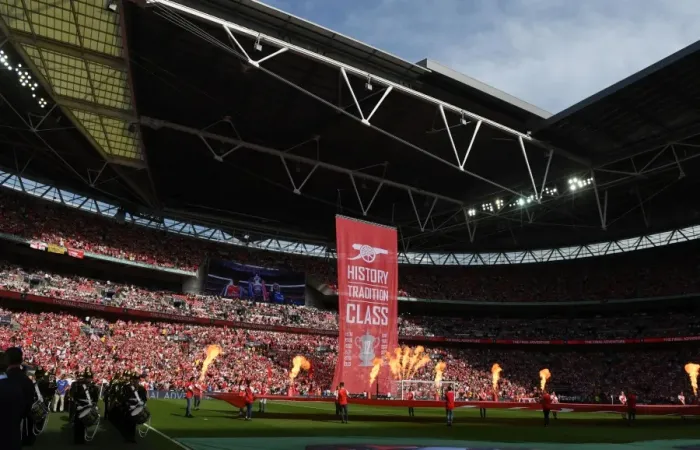 Framed Print : Arsenal Fans Gather at Wembley Stadium for FA Cup Final Showdown Against Chelsea
