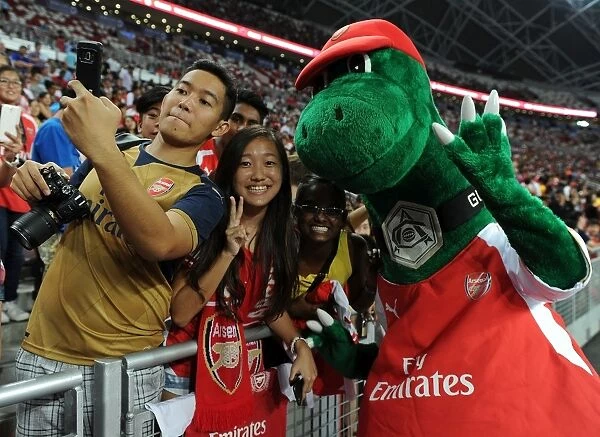 Arsenal Fans and Gunnersaurus Unite Before Arsenal vs. Singapore XI Match