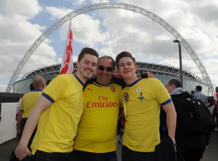 Framed Print : Arsenal Fans Heading to Wembley for FA Cup Final against Aston Villa, 2015 Framed Print : Arsenal Fans Heading to Wembley for FA Cup Final against Aston Villa, 2015