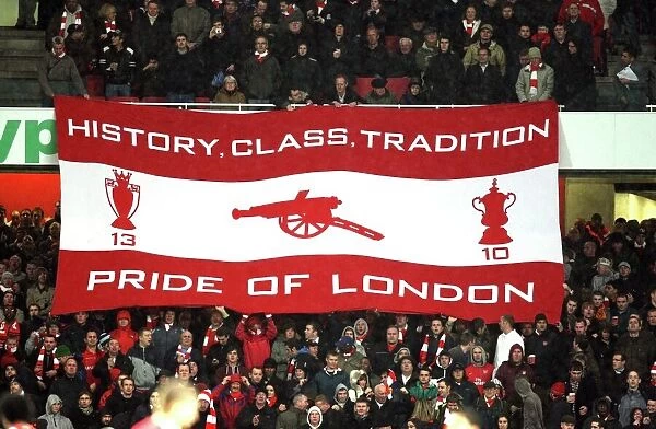 The Arsenal fans hold up a banner before the match. Arsenal 0: 3 Chelsea