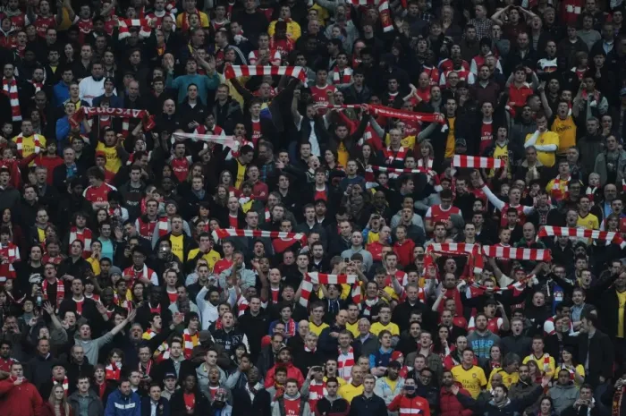 Framed Print : Arsenal fans. Manchester United 2: 0 Arsenal, FA Cup Sixth Round, Old Trafford Framed Print : Arsenal fans. Manchester United 2: 0 Arsenal, FA Cup Sixth Round, Old Trafford