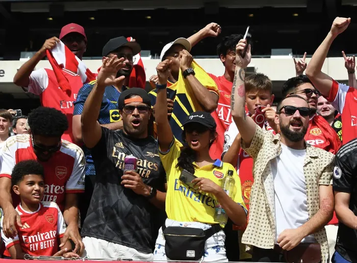 Framed Print : Arsenal Fans at MetLife Stadium: Arsenal vs Manchester United Pre-Season Clash, 2023 Framed Print : Arsenal Fans at MetLife Stadium: Arsenal vs Manchester United Pre-Season Clash, 2023