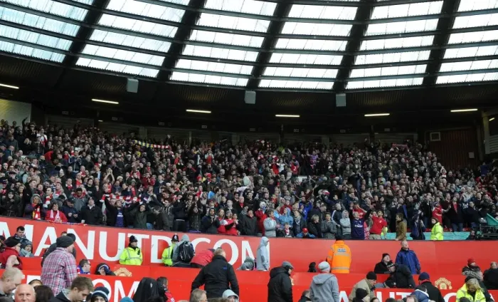 Framed Print : Arsenal Fans at Old Trafford: Manchester United vs Arsenal, Premier League 2012-13