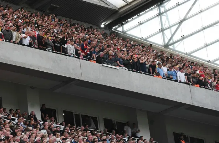 Framed Print : Arsenal Fans Passionate Sea at St. James Park: Newcastle United vs. Arsenal FC, Premier League 2022-23