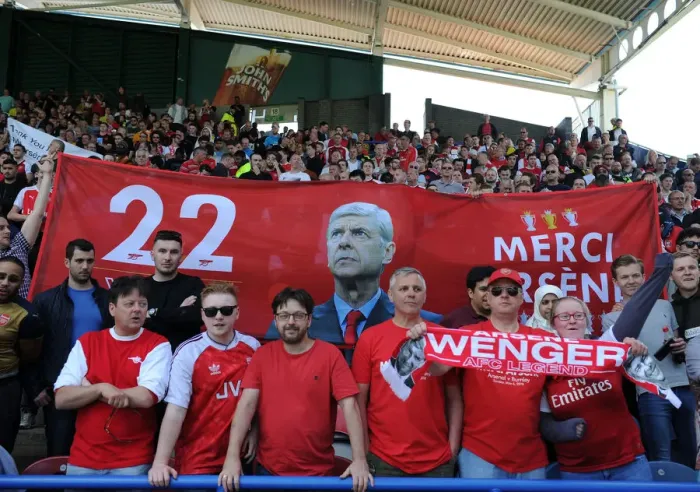 Framed Print : Arsenal Fans Pay Tribute to Arsene Wenger with Banners at Huddersfield Match Framed Print : Arsenal Fans Pay Tribute to Arsene Wenger with Banners at Huddersfield Match