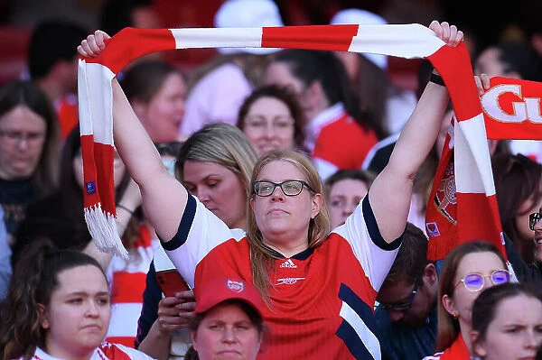 Arsenal Fans Raise Scarfs in Anticipation: Arsenal Women's Champions League Semifinal vs VfL Wolfsburg