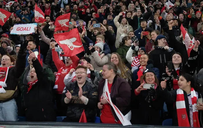 Framed Print : Arsenal Fans React After FA Women's Continental Tyres League Cup Final: Chelsea vs. Arsenal
