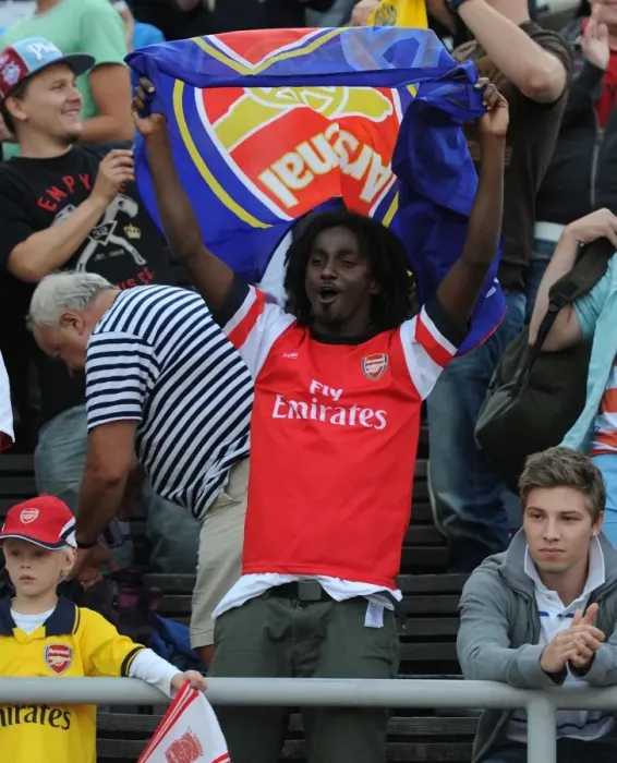 Framed Print : Arsenal Fan's Reaction after Pre-Season Clash with Manchester City, Helsinki 2013