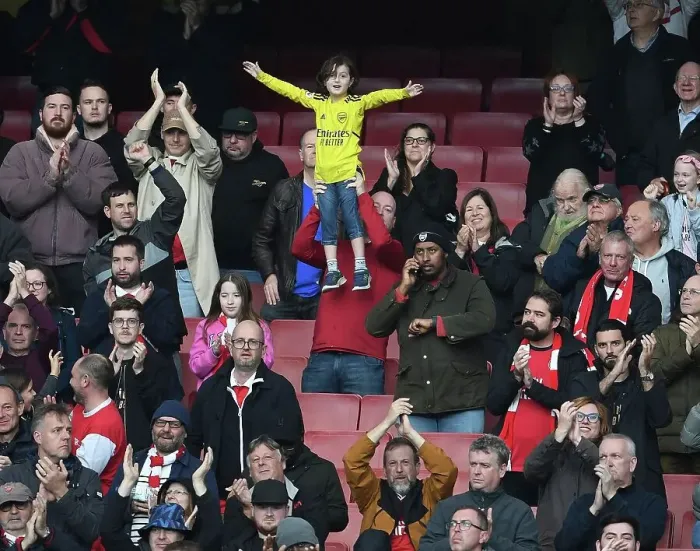 Framed Print : Arsenal Fans Rejoice after Victory against Nottingham Forest in 2022-23 Premier League