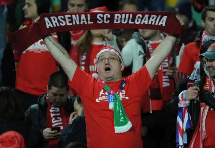 Framed Print : Arsenal Fans in Sofia: Unwavering Support in the 2016-17 UEFA Champions League Match against PFC Ludogorets Razgrad Framed Print : Arsenal Fans in Sofia: Unwavering Support in the 2016-17 UEFA Champions League Match against PFC Ludogorets Razgrad