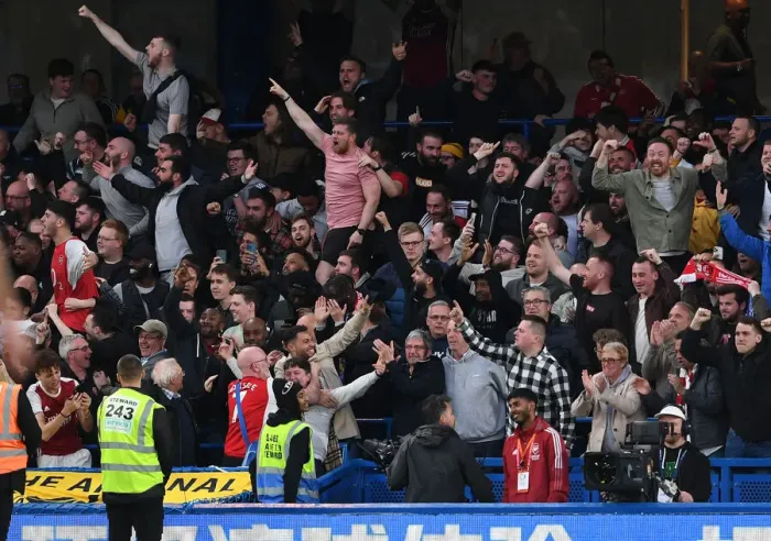 Framed Print : Arsenal Fans at Stamford Bridge: Chelsea vs Arsenal, Premier League 2021-22 Framed Print : Arsenal Fans at Stamford Bridge: Chelsea vs Arsenal, Premier League 2021-22