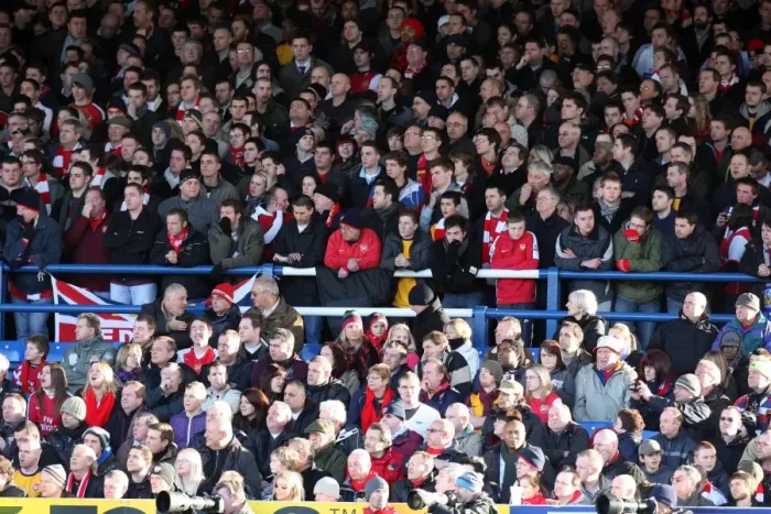 Framed Print : Arsenal fans standing on the terrace Framed Print : Arsenal fans standing on the terrace