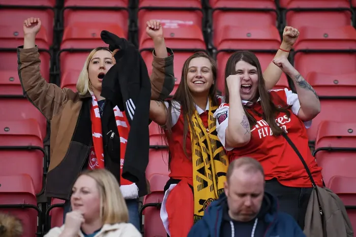 Framed Print : Arsenal Fans at Tottenham Hotspur vs Arsenal - FA Women's Super League Clash, London 2023 Framed Print : Arsenal Fans at Tottenham Hotspur vs Arsenal - FA Women's Super League Clash, London 2023