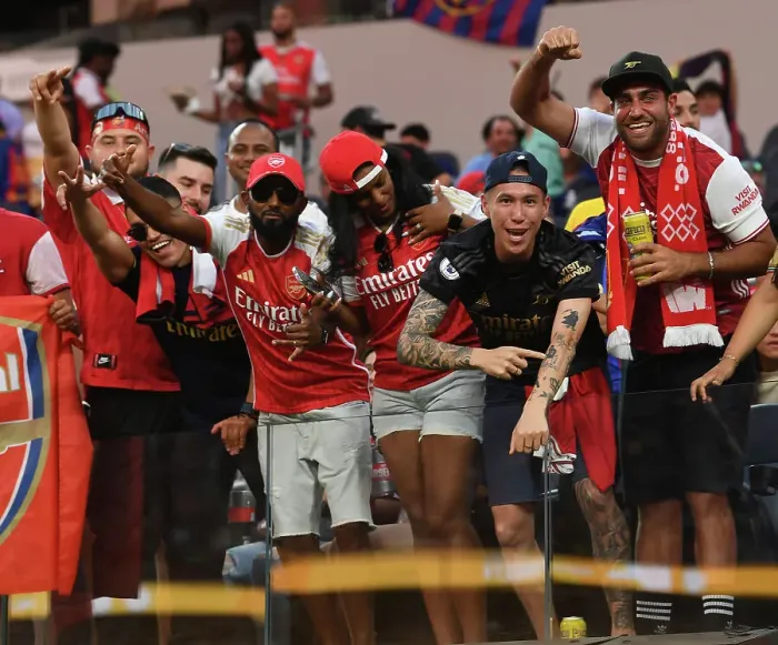 Framed Print : Arsenal Fans Unite: Pre-Season Clash Against FC Barcelona at SoFi Stadium (2023)